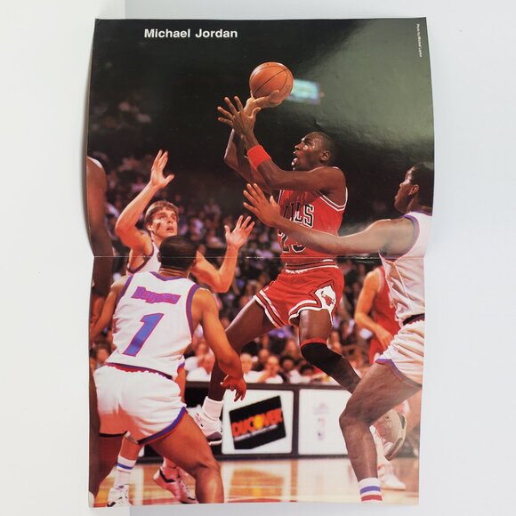 Michael Air Jordan Vintage Pull-Out Poster 1989 Chicago Bulls 80s Double Sided - Picture 6 of 10